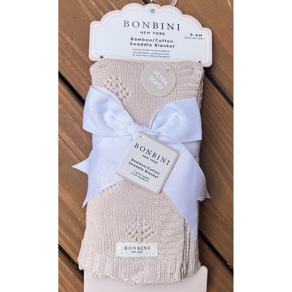 Bonbini Baby Crib Blanket Knitted Pink Cotton Rayon From Bamboo Ultra Soft New